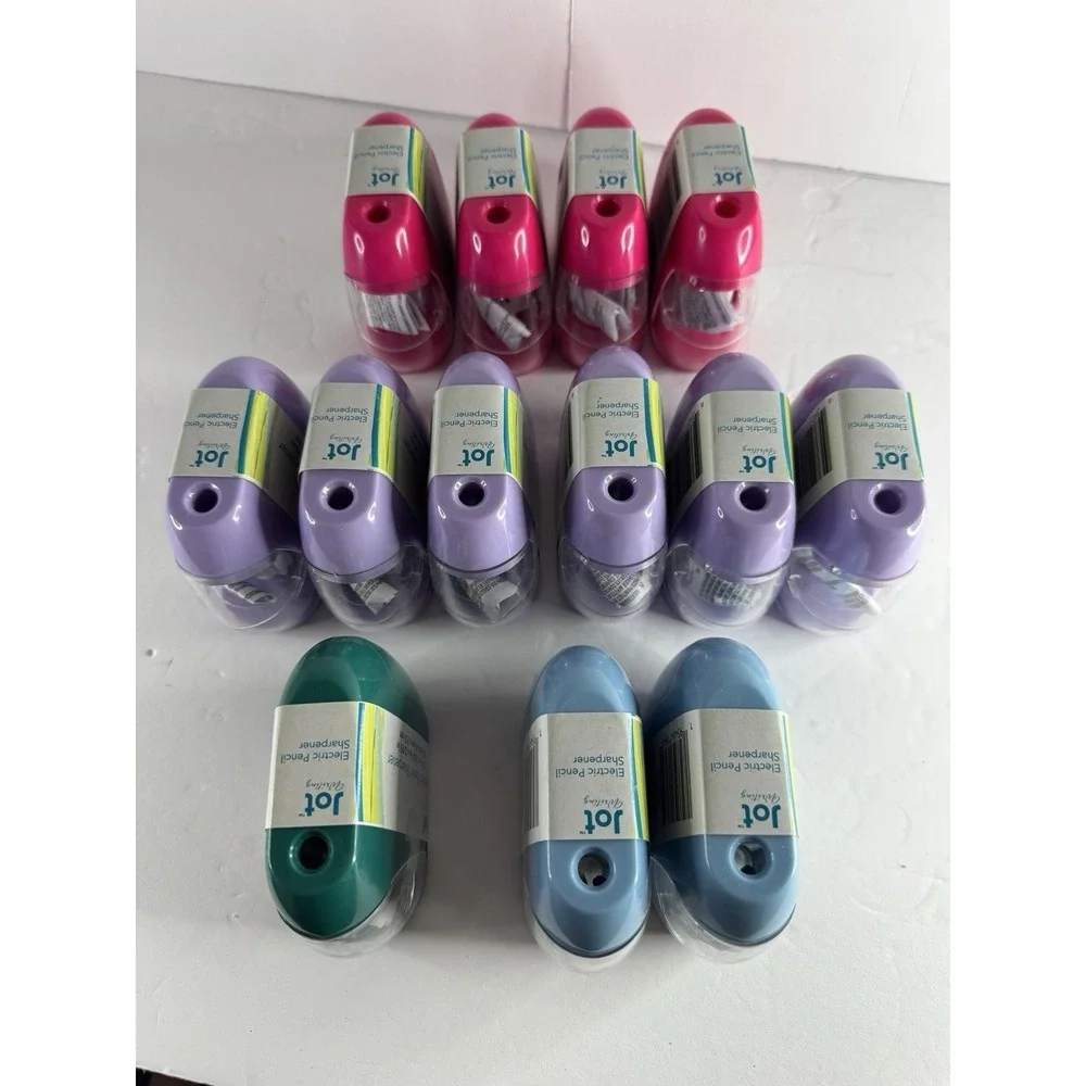 Lot‎ of 13 NWT JOT Writing Plastic Electric (Battery) Pencil Sharpeners Assorted